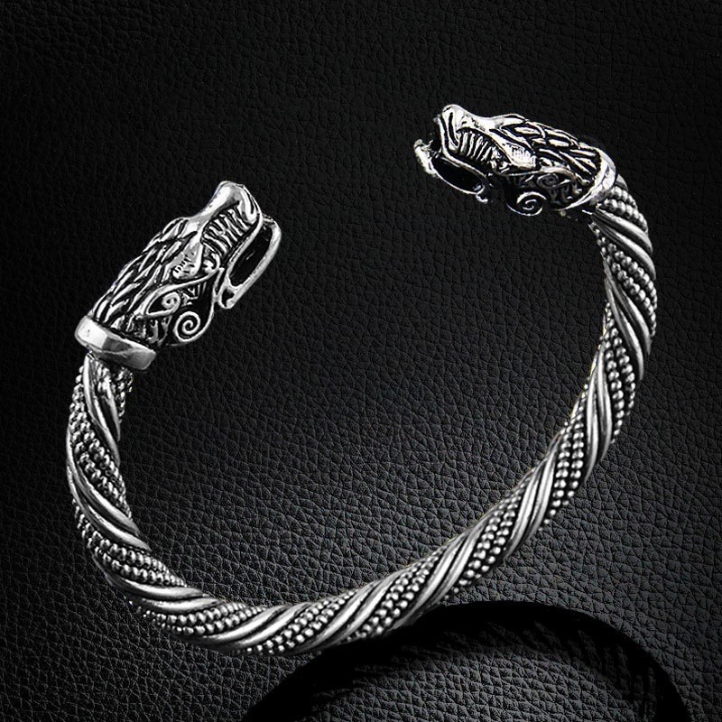 Pria Serigala Kepala Gelang Gelang Perhiasan Great Viking