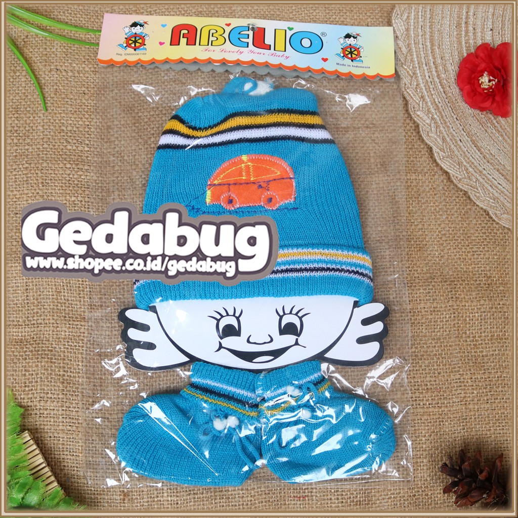 TOPI Rajut BAYI ABELIO / Topi Rajut  + sarung kaki bayi new born