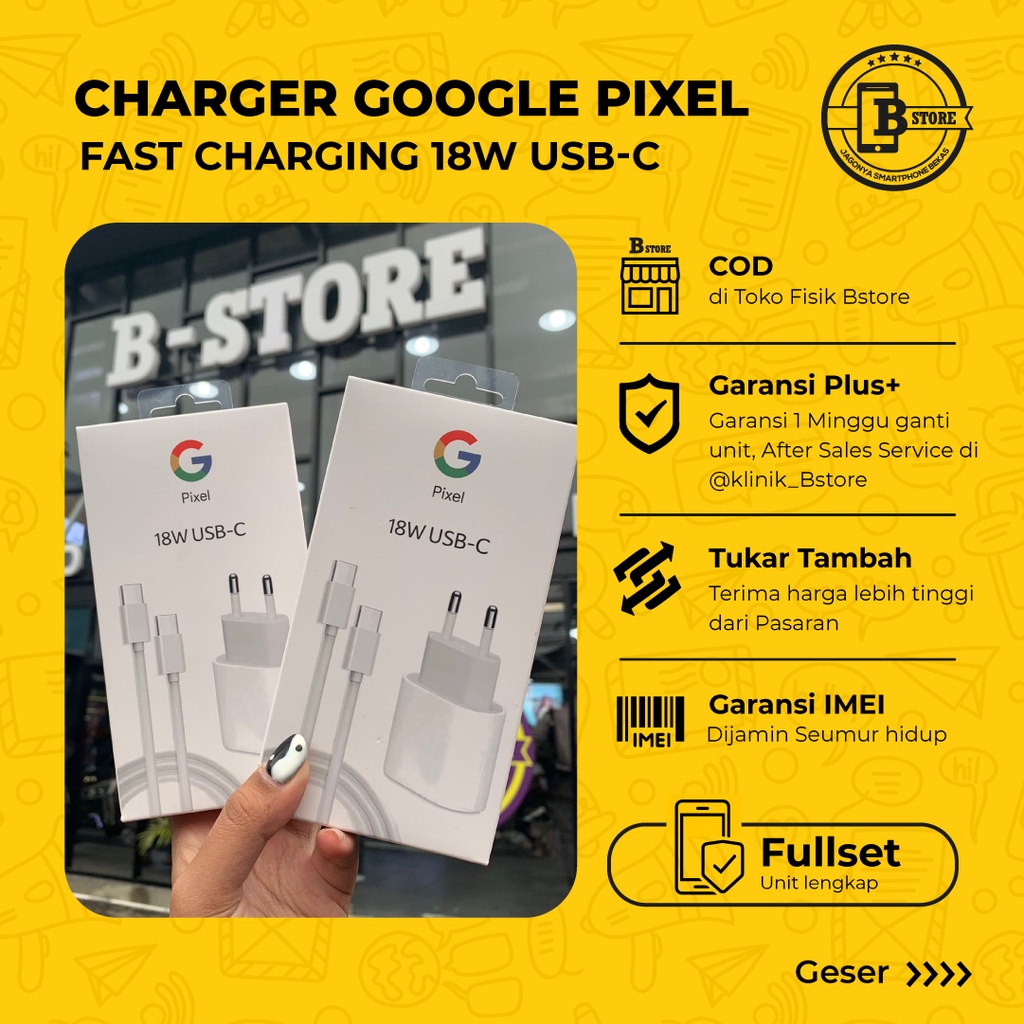 Charger Google Pixel Fast Charging 18 Watt USB C - Jakarta