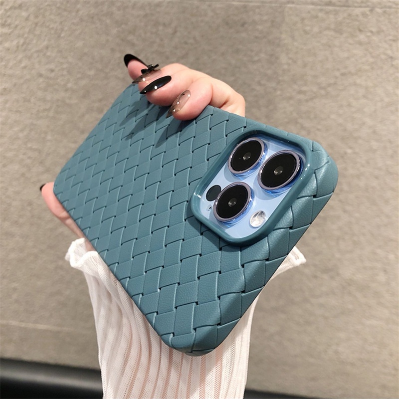 Case Bahan Kulit Woven Ultra Tipis Untuk iPhone 13 12 11 Pro X XS MAX XR