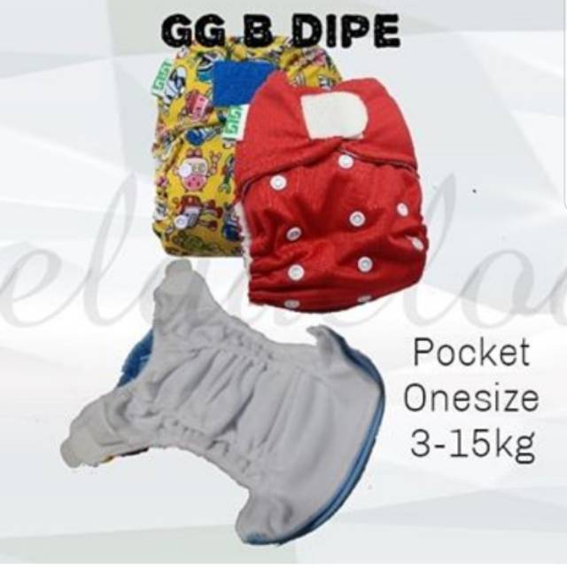 [paket] 6 Clodi pocket GG B dipe solid polos motif Onesize