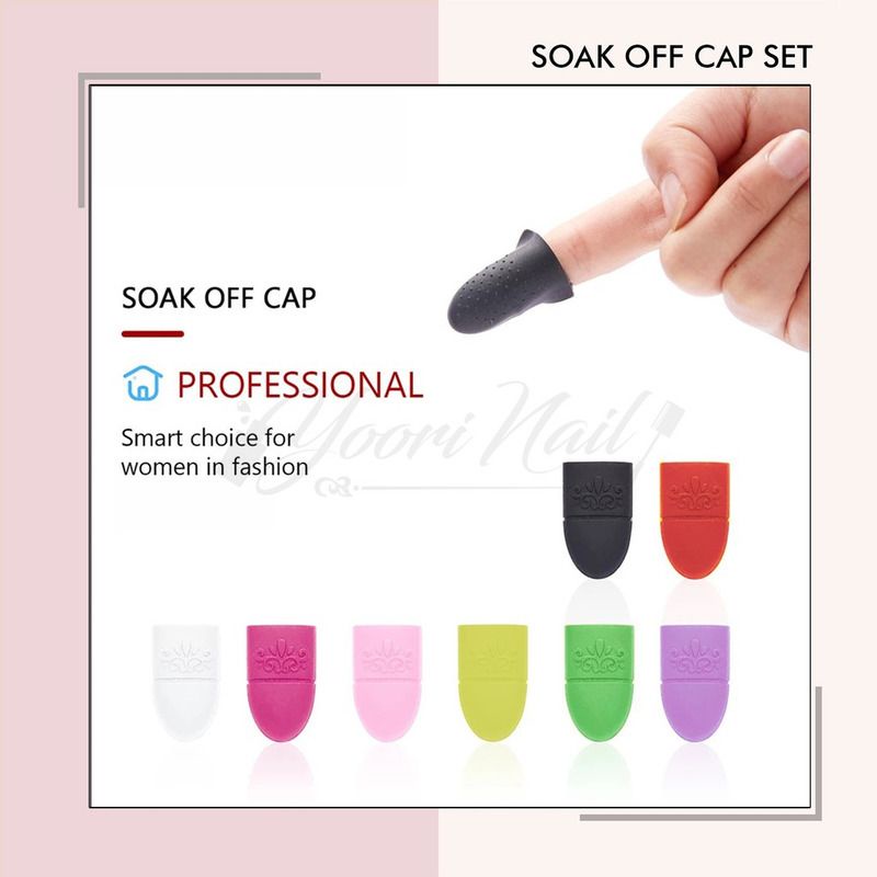 Silicon soak off cap pink black set 5pcs remover gel acrylic remover wrap