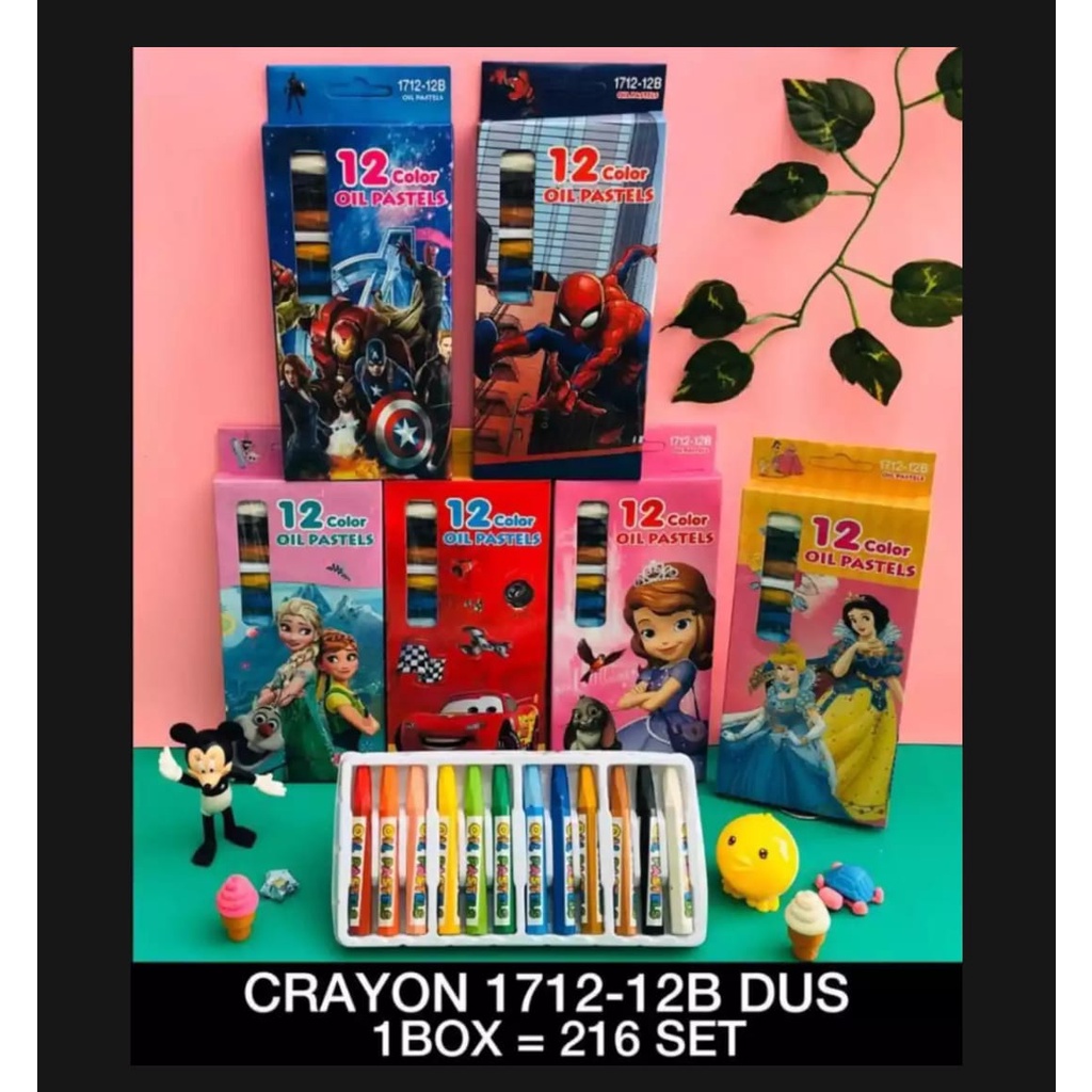 

ROYALE STATIONARY - CRAYON OIL PASTELS 12 WARNA KARAKTER KARTUN NON TOXIC