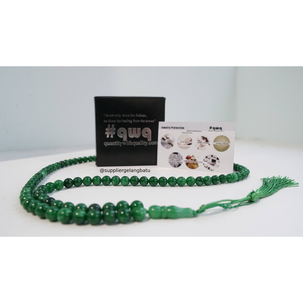 tasbih batu Giok BURMA 99 butir premium tasbeh green jade alam akik