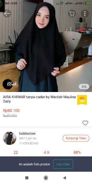 Aira Khimar Tanpa Cadar By Wardah Maulina Daily Shopee Indonesia