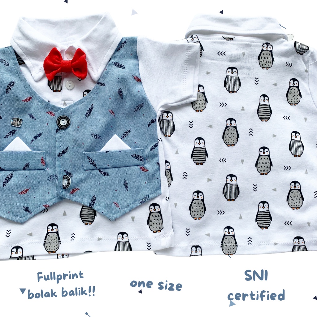 setelan rompi bayi 0 12 bulan newborn penguin vest tee set laki cowok baby tuxedo bayi kondangan setelan jas anak setelan vest anak laki laki balita bayi