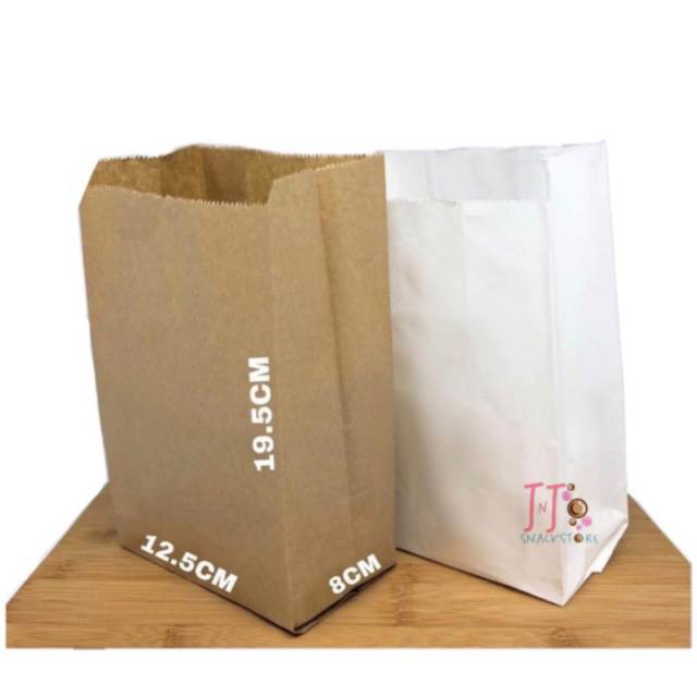 

PAPER BAG 12.5 x 19.5 +8 (100pcs) / KANTONG SNACK / KANTONG KERTAS