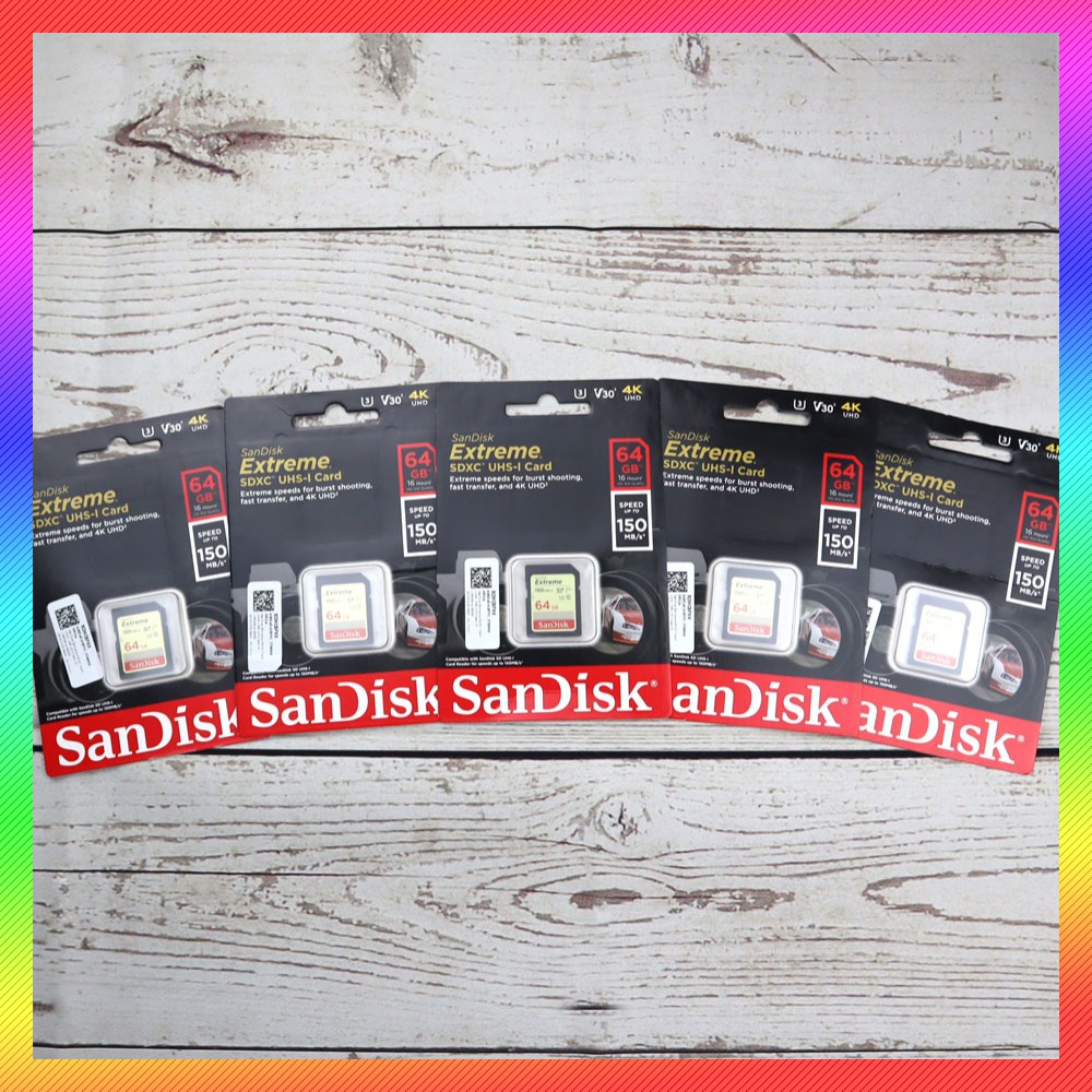 GS8 SanDisk Extreme SDXC Card UHS-I V30 U3 Class 10 (150MB/s) 64GB - SDSDXV6-064G-GNCIN