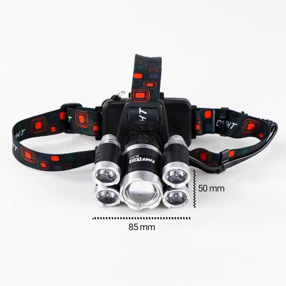 TaffLED Headlamp Senter Kepala LED Light Cree XML T6 + 4 XPE 40000Lumen 18650+Charger BL254