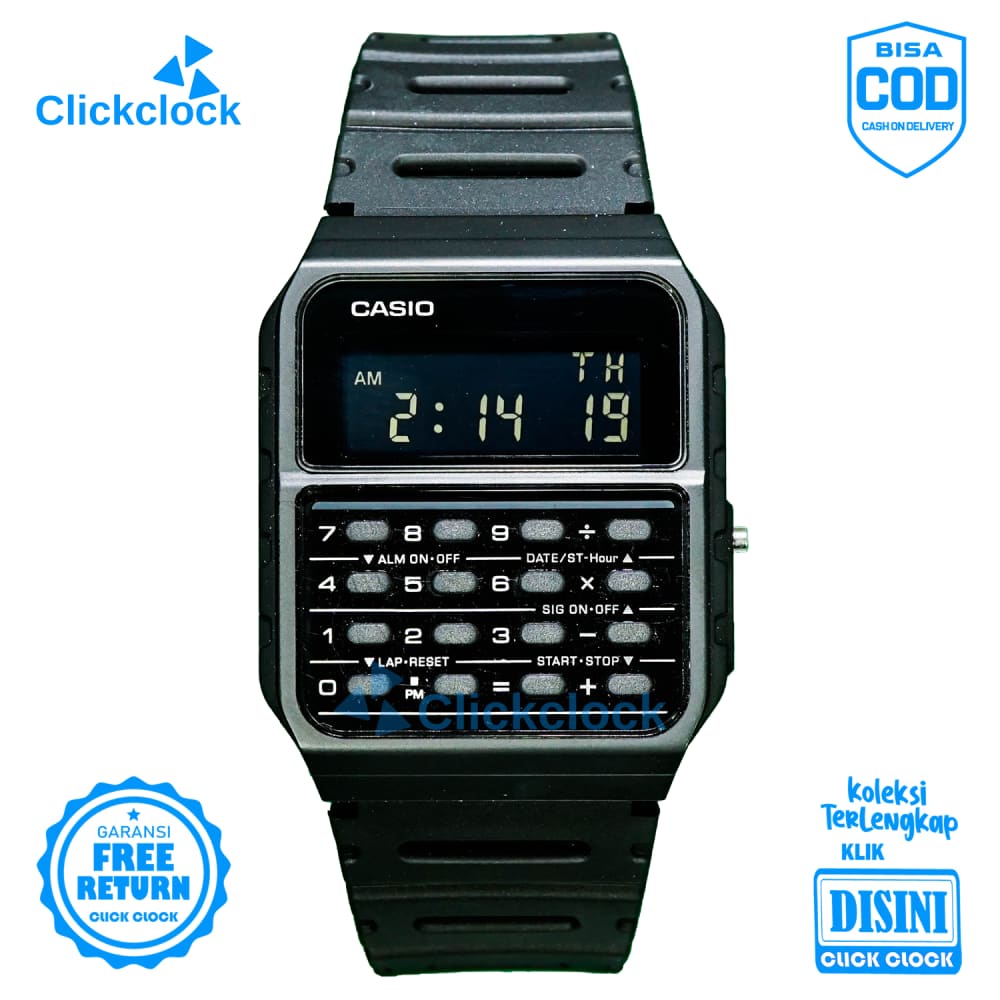 Jam Tangan Digital Pria Formal Karet Hari Tanggal,Timer Casio CA-53W-1Z Fashion Original