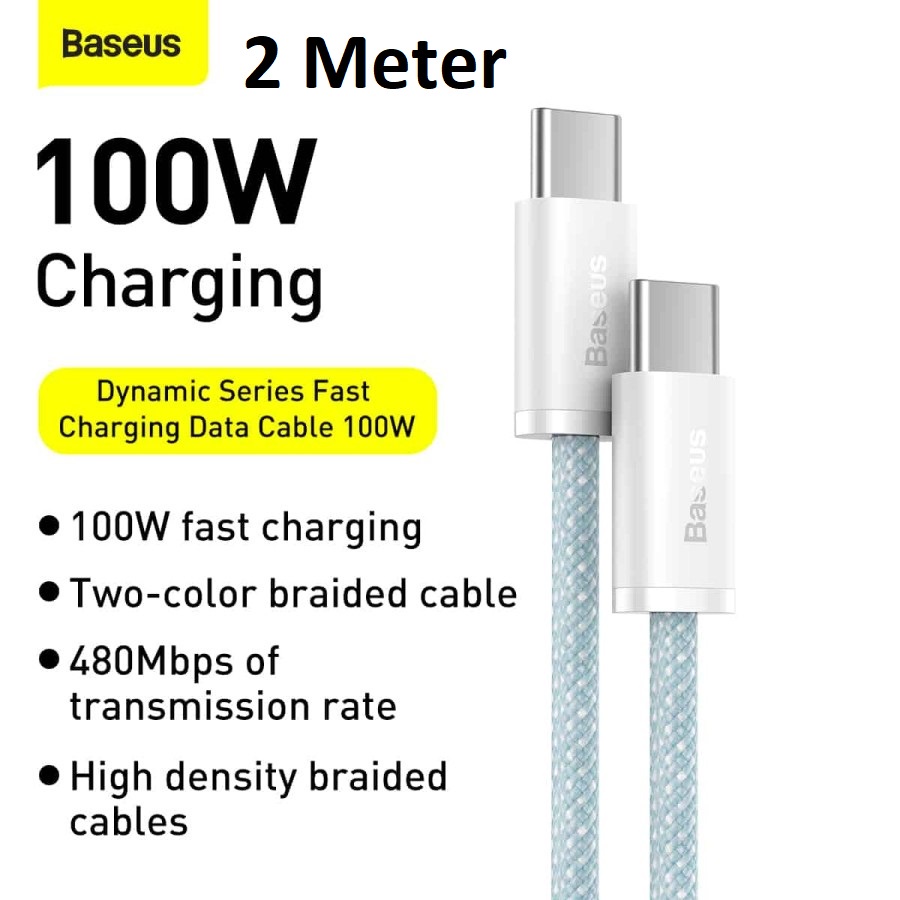 BASEUS ORIGINAL Kabel Data Dynamic Series Type C to Type C 100W 2M 200CM Super Fast Charging Ori Cab