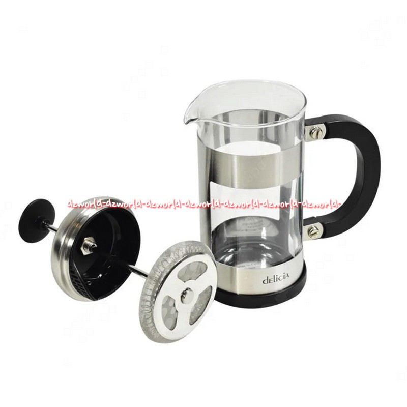 Delicia French Press 1Liter Silver Alat Teko Kopi Seduh Coffee Alat Press Kopi Deliccia Penyaring Saringan Kopi