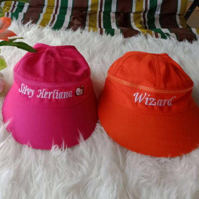 BIKIN NAMA topi ANAK caddy golf topi teduh lebar bordir custom