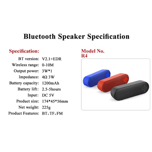 SPEAKER MINI PORTABLE WIRELESS / BLUETOOTH KISONLI R4 BATERAI BISA DI CAS