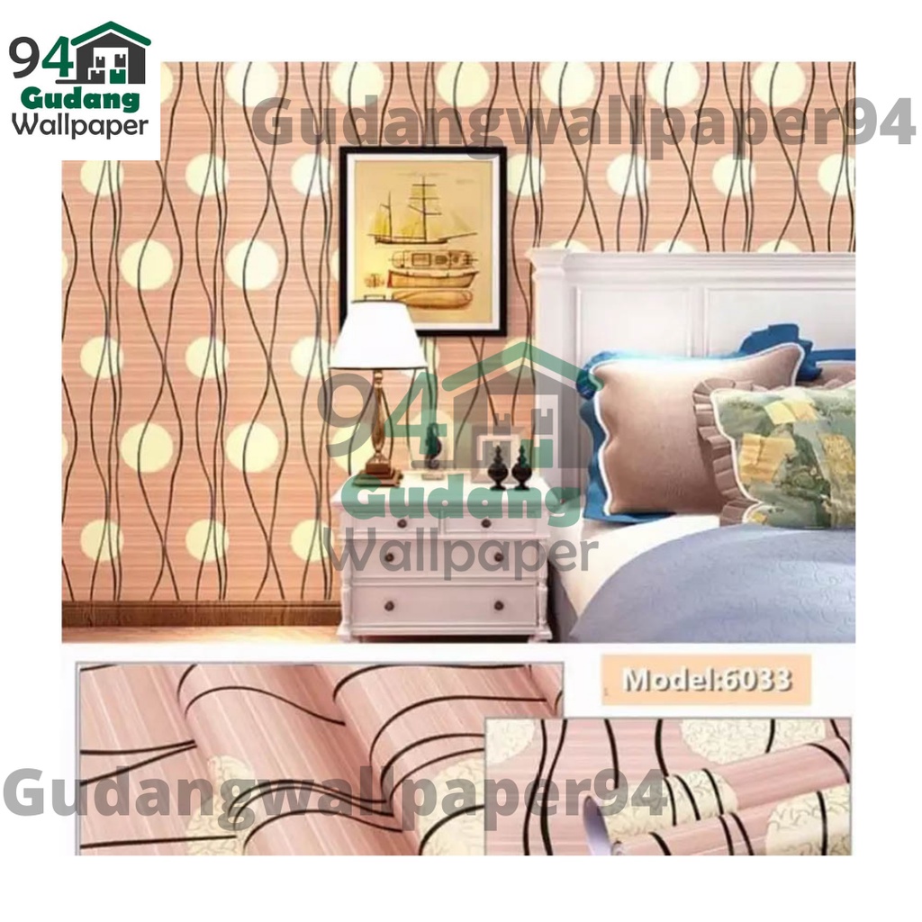 (COD) Gudang Wallpaper Sticker Dinding kamar anti air Murah Dan Terbaik Motif Polkadot Cokelat Bahan PVC Premium (SUDAH ADA LEM)