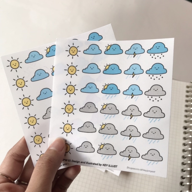 

Weather sticker/ stiker cuaca/ journal sticker/ dekorasi jurnal