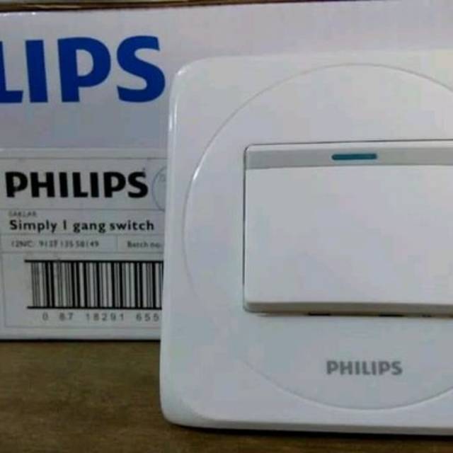 Saklar On/Off Dinding Engkel Tunggal PHILIPS Simply 1 Gang Switch Kualitas SNI