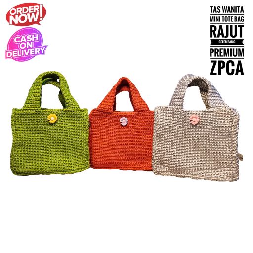 Mini ToteBag Rajut Wanita Tas Hangout Trend Kekinian