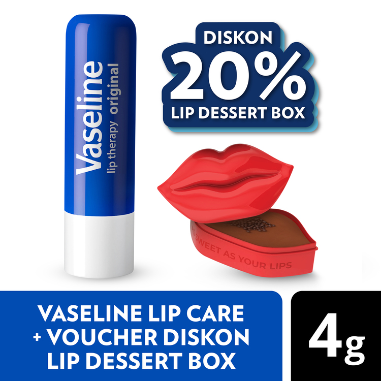 Vaseline Lip Therapy Balm Stick Original 4.8 gr FREE Voucher Bittersweet by Najla Lip Dessert Box