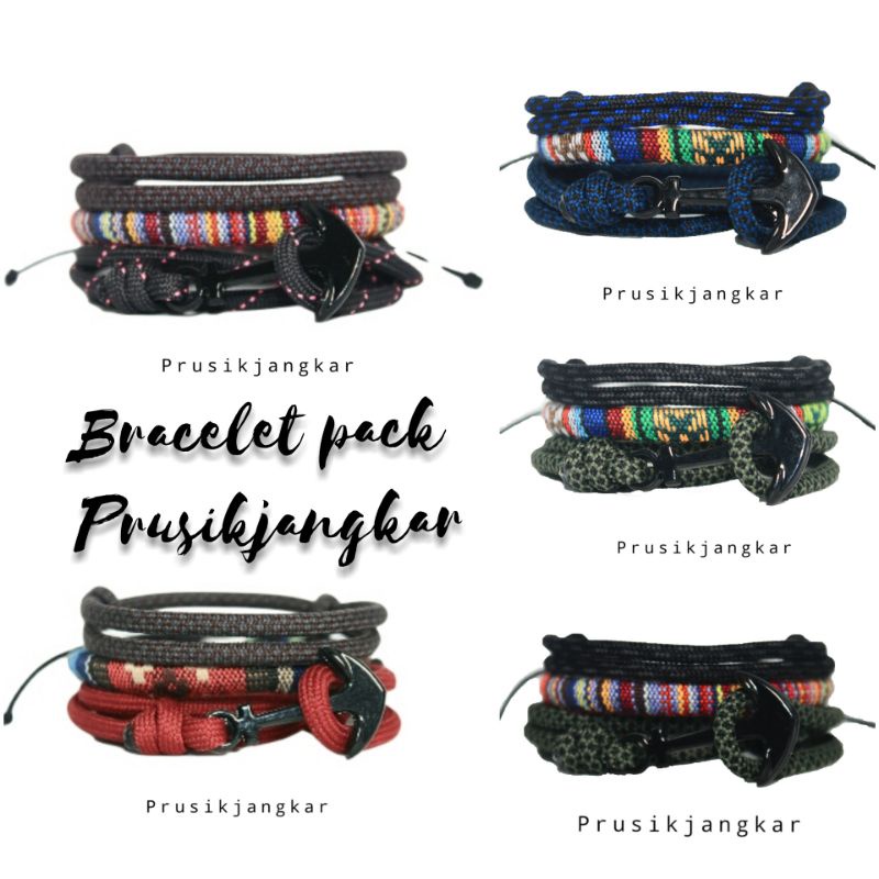 Gelang Prusik Jangkar Paketan / Gelang Tali Prusik Jangkar / Gelang Paracord / Stacked Bracelet