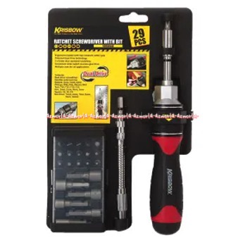 Krisbow Ratchet Screwdriver With Bit 29pcs Perlengkapan Obeng 1set Kris Bow Set 29 Pcs Obeng Screw Driver Rat Chet Dengan Bit Lrrs29