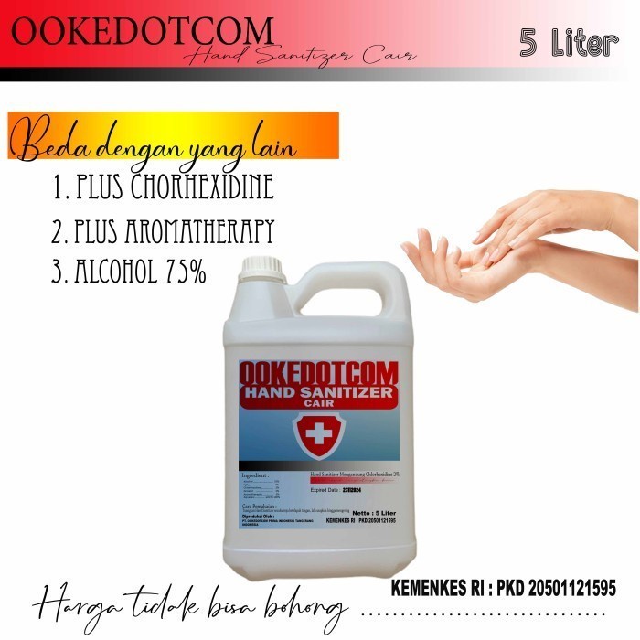 Hand Sanitizer OOKE.COM Aloe Vera varian Cair-Gel 1L &amp; 5 Liter Produk OPIB1323