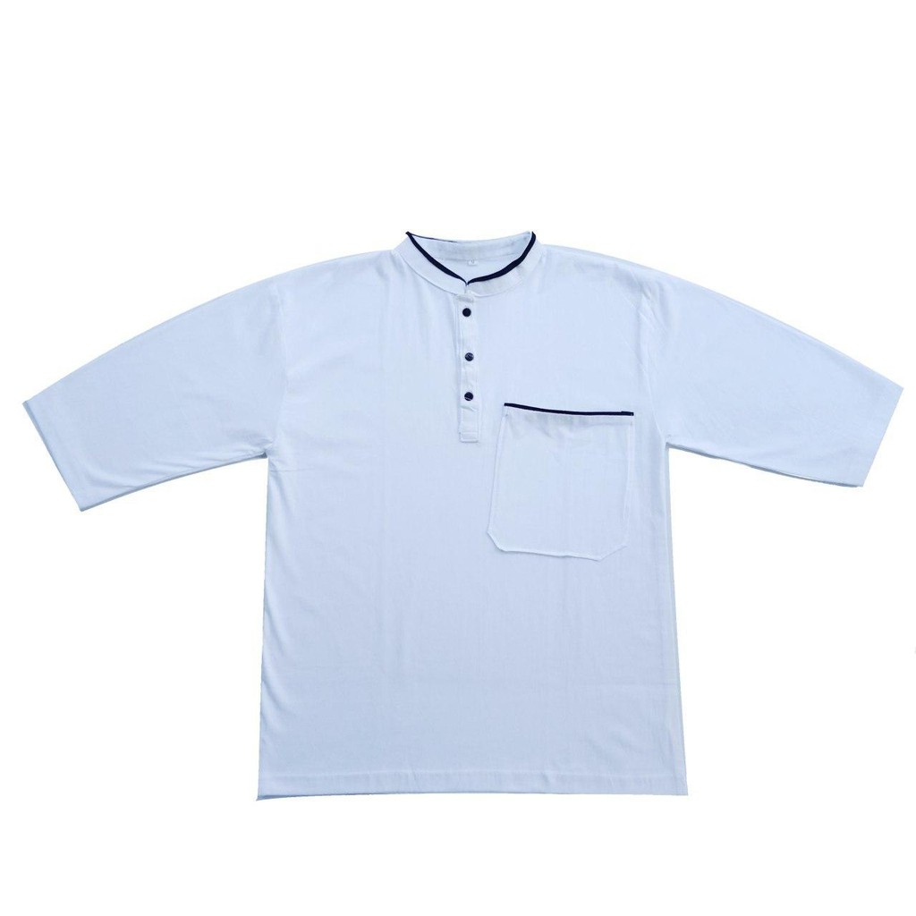 Baju Koko Pria Lengan Pendek Putih Focus - Baju Koko Dewasa - Zaidan Mall
