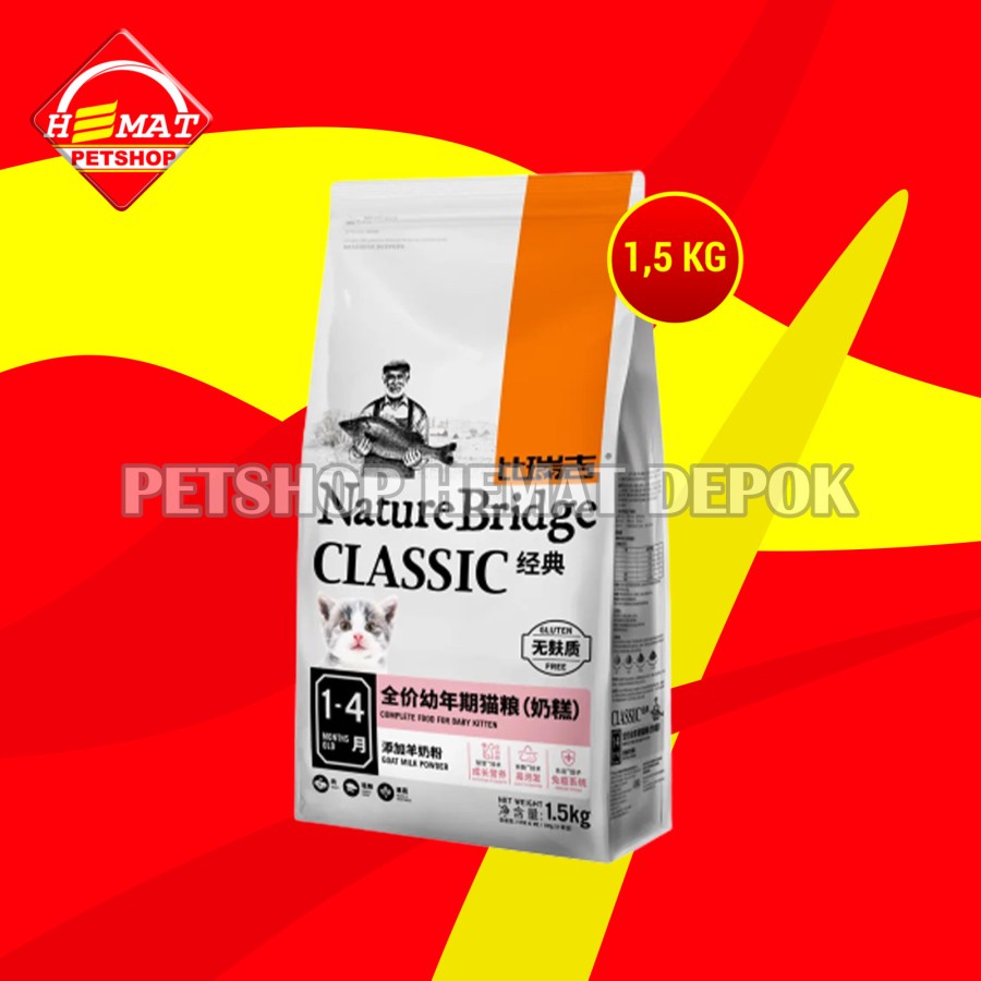 Nature Bridge Baby Kitten Makanan Kering Anak Kucing Cat Food Dry 1.5