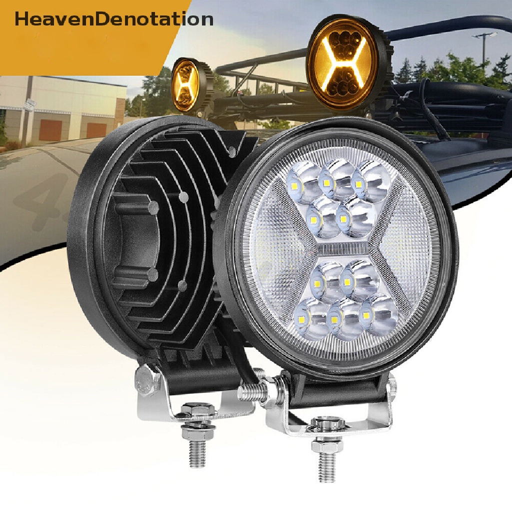 (Heavendenotation) Lampu Sorot Led 117w 6000k Bentuk Bulat Warna Amber Untuk Drl / Fog Lamp Mobil