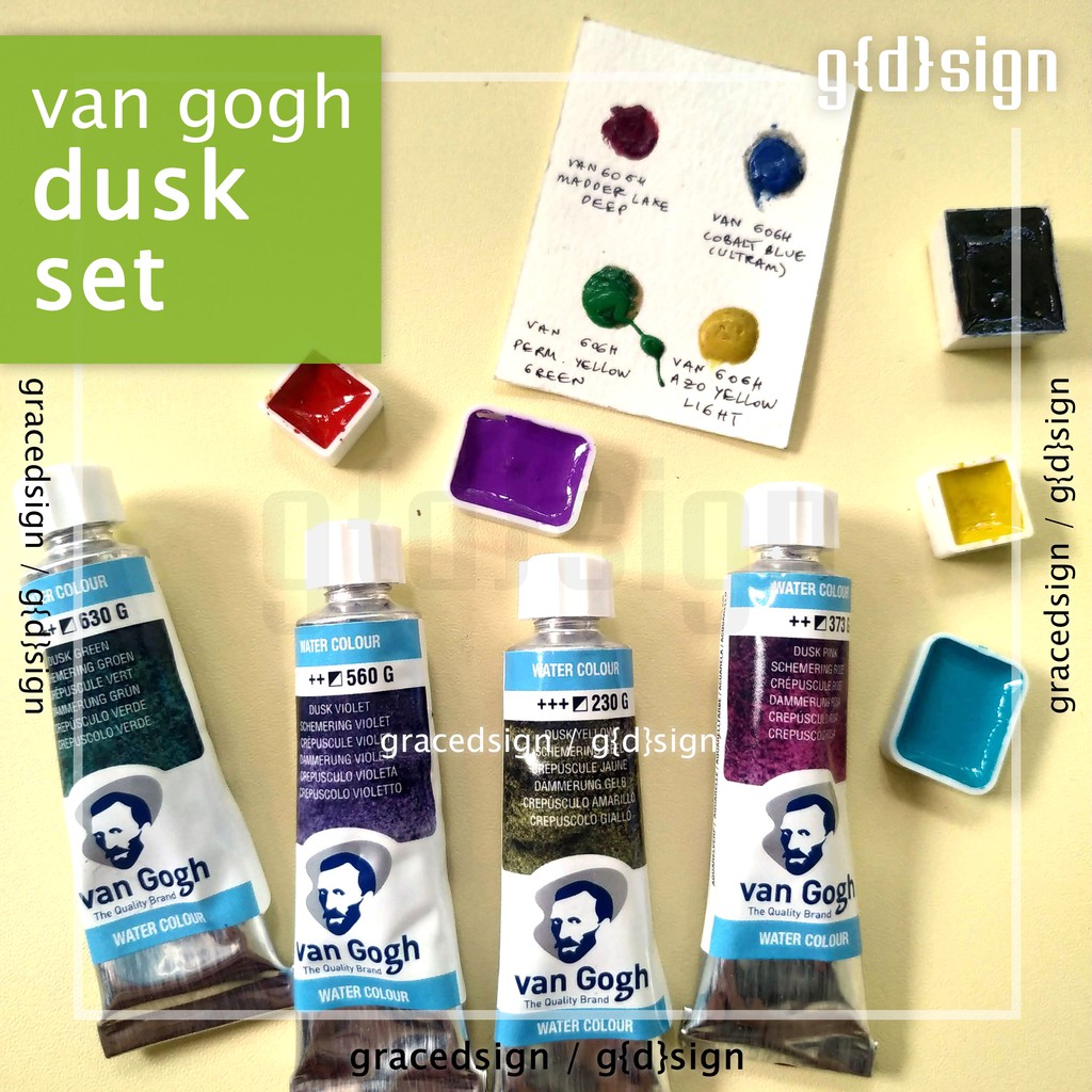 

Van Gogh Watercolor Dusk Set - Share Tube Cat Air Hand Poured Dot Card Mini Pan Half Pan