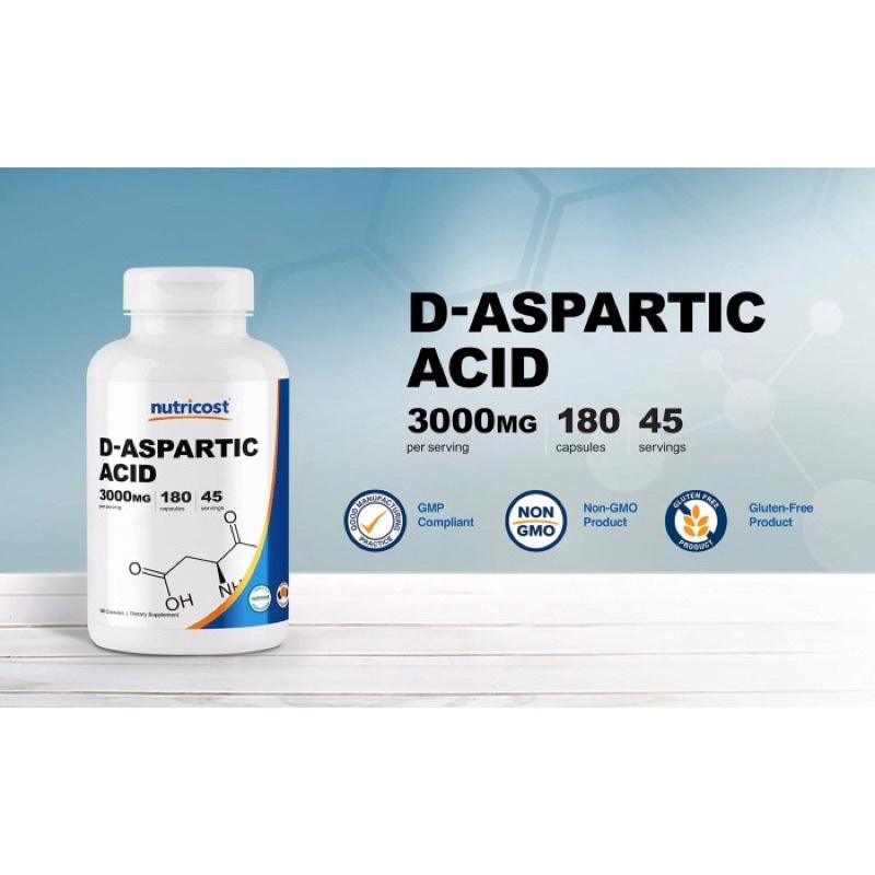 ORI Nutricost D-Aspartic Acid (DAA) 3000mg per serving 180 Capsules