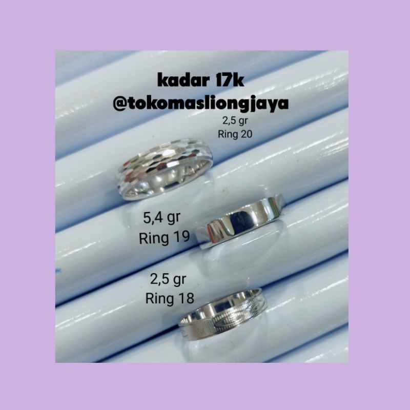 Cincin Polos Emas Putih Kadar 750/17k