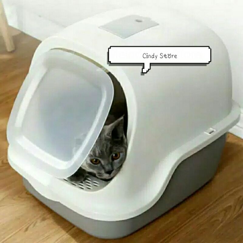 Tempat Pasir Kucing " CAT LITTER BOX OTOMATIS DOOR " Bak Pasir Kucing BONUS MATRAS