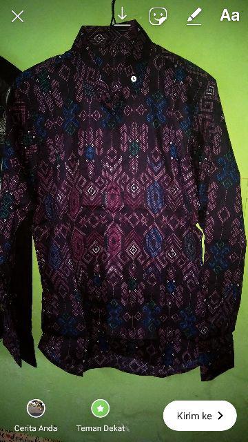 Credomenstore Kemeja Batik Pria Lengan Panjang Ungu / Baju Songket Cowok