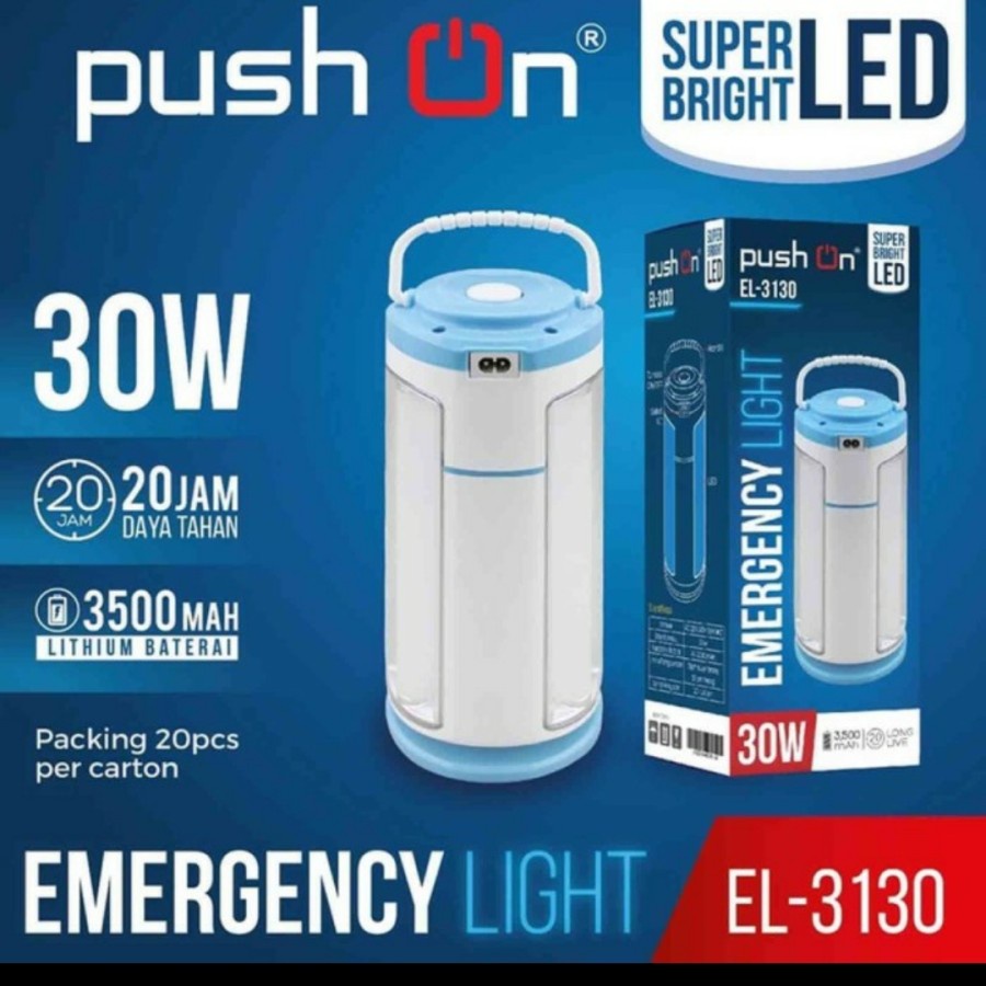 Lampu Senter Emergency Light 30 Watt Push On EL-3130 Super Bright LED Long Live 20 Jam