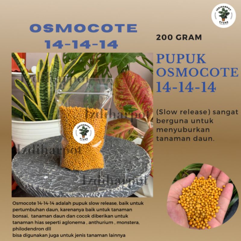 PUPUK OSMOCOTE 14-14-14 SLOW RELEASE FERTILIZER REPACK 200 GRAM UNTUK TANAMAN HIAS