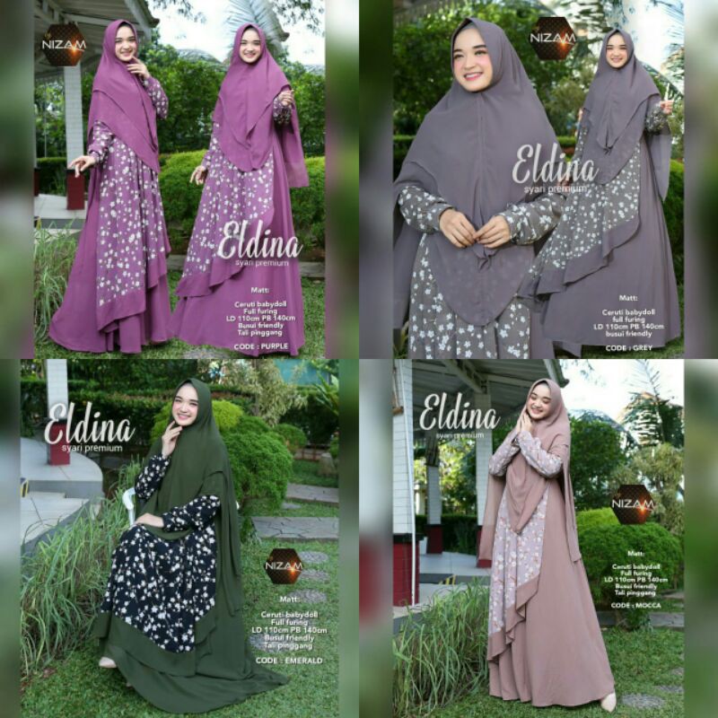 ELDINA SET SYAR'I PREMIUM ORI NIZAM SOLO/SET SYARI