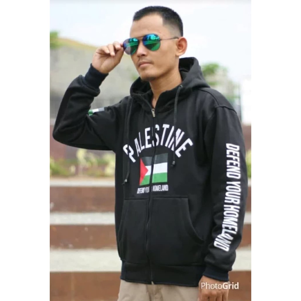 JAKET PALESTINA ZIPPER KEREN  - JAKET PALESTINA HITAM PUTIH TEBAL COWO - JAKET PRAY PALESTINE  AA101
