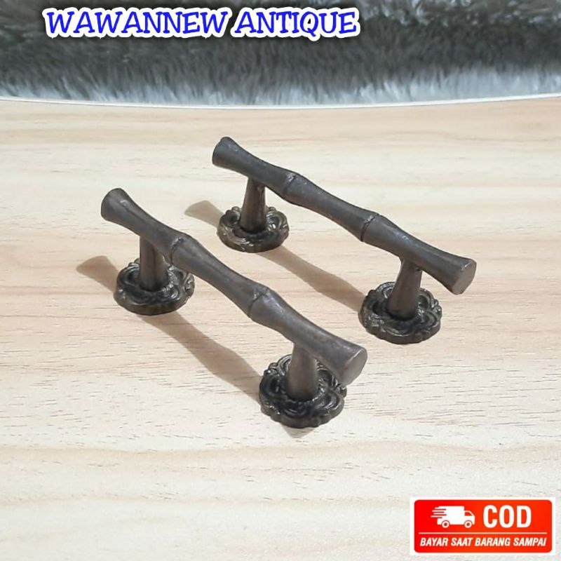 Handle / Tarikan Laci Lemari Pintu Rumah Kuningan Kitchen Set Motif Bambu 9.5cm