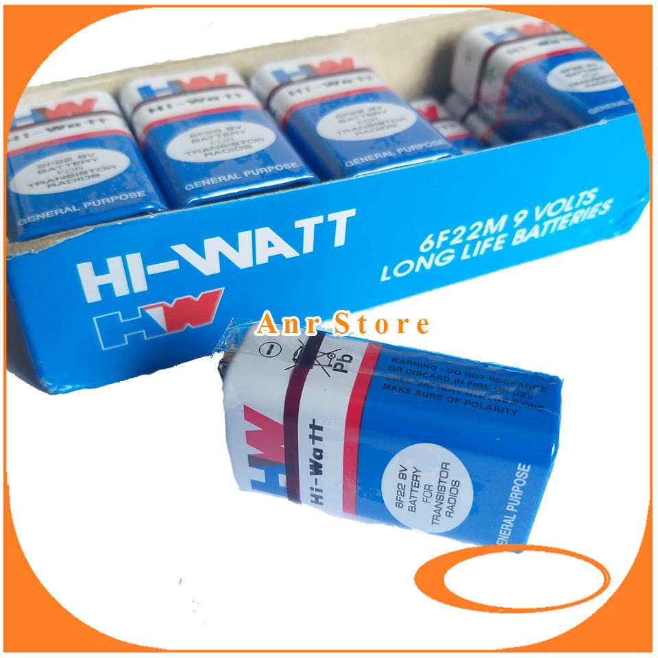 Battre Battery Baterai Hi-Watt 9 Volt Baterai 9 Volt