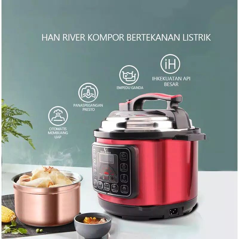 BERKAT KIDS - HAN RIVER HREPC01RD Rice Cooker/megicom /Pressure cooker 2L RED