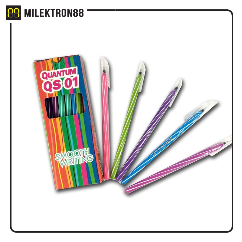 

QUANTUM Ballpoint Pen QS-01 Extra Fine Pulpen Ulir Warna Warni