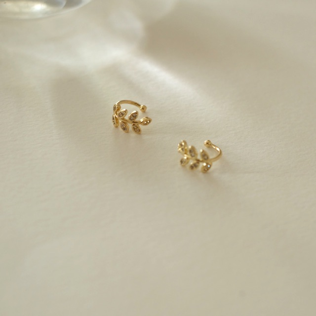 Ark.co - Parsley &amp; Butterfly basic rhinestones earcuff anting klip cepit tanpa tindik permata kristal