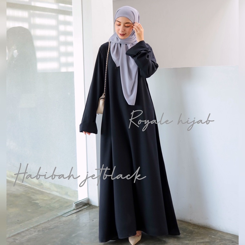 Habibah jetblack abaya gamis polos