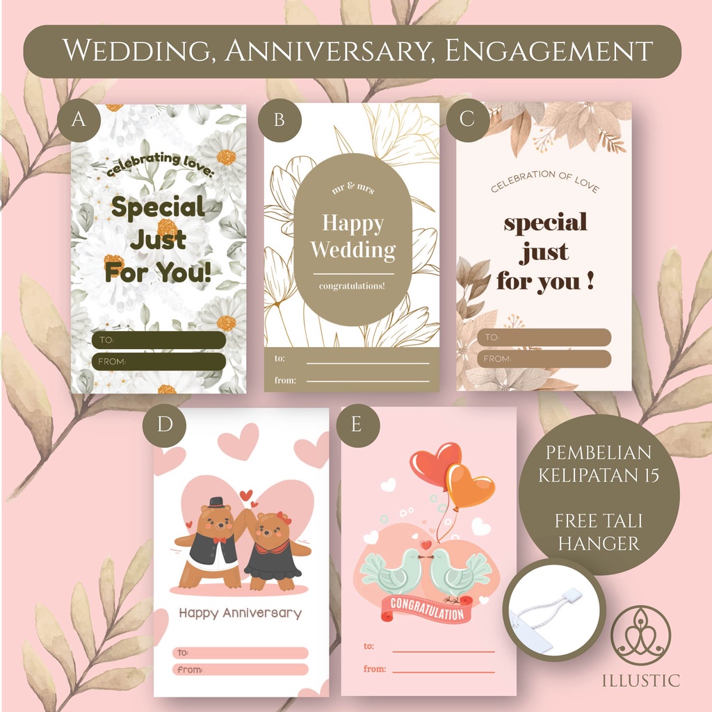 Hang Tag Anniversary/ Hang Tag Wedding/ Kartu Ucapan Anniversary/ Kartu Ucapan I love You