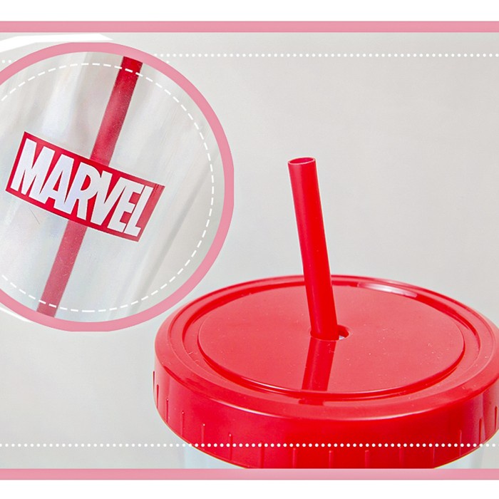 MINUM-BOTOL- MINISO MARVEL BOTOL MINUM TEMPAT AIR MINUM SEDOTAN STRAW 420ML BOTTLE - MERAH -BOTOL-