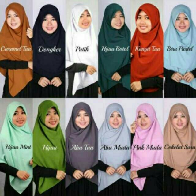 Jilbab segiempat wolfis 125x125cm  warna TERLENGKAP wolvis woolpeach syari casual pastel ecer grosir