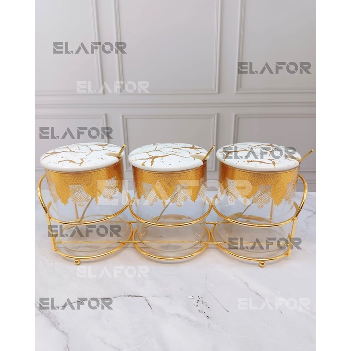Tempat Bumbu Dapur Set 3in1 / Kitchen Seasoning Jar / Toples Kaca - Elafor Official