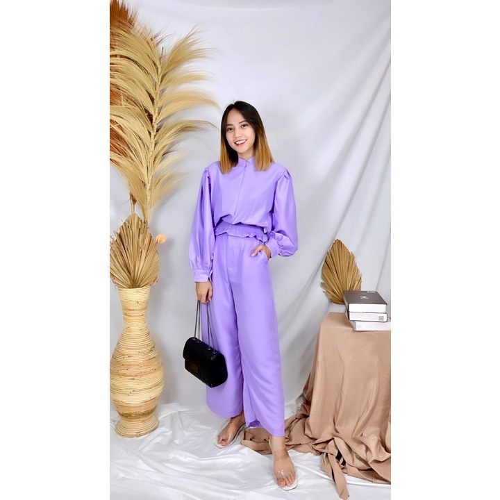 Tq88indonesia Fashion Baju Setelan Wanita Terbaru /  SET KATLIN / STELAN Polos Cewek Lengan Panjang / Pakaian Santai Cewek / Ootd / Outfit Kekinian