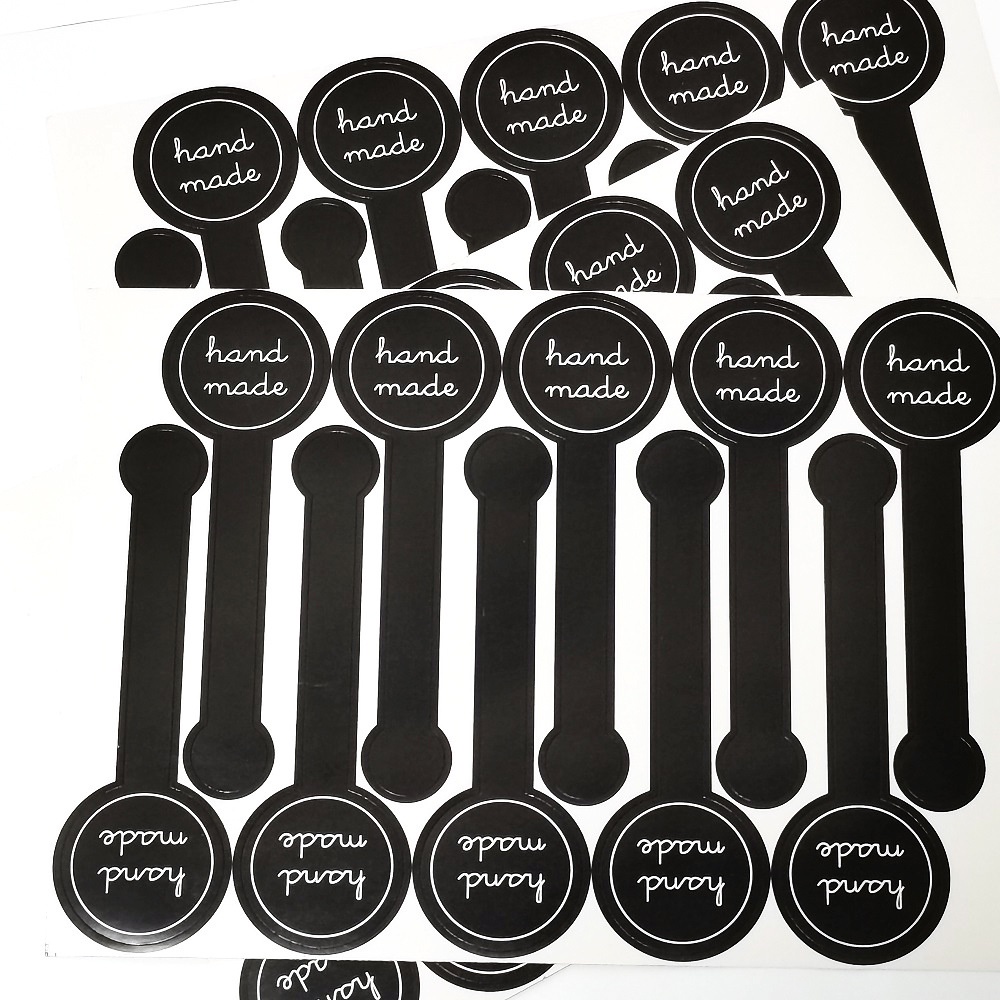 [100Pcs/Pack] Sticker Hand Made Hitam / Stiker Label Packaging Online Shop